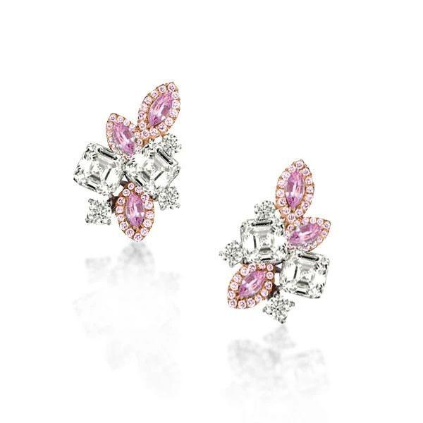 Pink Sapphire Marquise Earrings - Sterling Silver, 2.00 CT