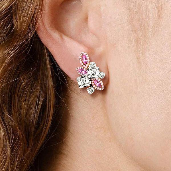 Pink Sapphire Marquise Earrings - Sterling Silver, 2.00 CT