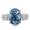 Oval Blue Sapphire Engagement Ring - 925 Sterling Silver Promise Ring