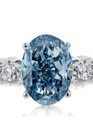 Oval Blue Sapphire Engagement Ring - 925 Sterling Silver Promise Ring