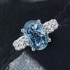 Oval Blue Sapphire Engagement Ring - 925 Sterling Silver Promise Ring