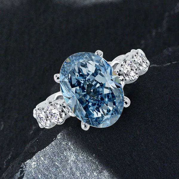 Oval Blue Sapphire Engagement Ring - 925 Sterling Silver Promise Ring