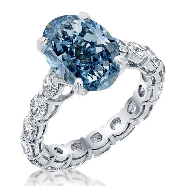 Oval Blue Sapphire Engagement Ring - 925 Sterling Silver Promise Ring