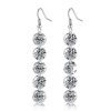 White Sapphire Drop Earrings - Silver Plated Round Dangle Earrings