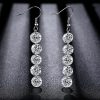 White Sapphire Drop Earrings - Silver Plated Round Dangle Earrings