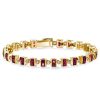 Asscher Cut Ruby Tennis Bracelet - 18K Gold Plated Sterling Silver
