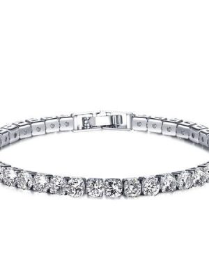 Round Created White Sapphire Tennis Bracelet - Silver Plated, 5.75 CT. TW.
