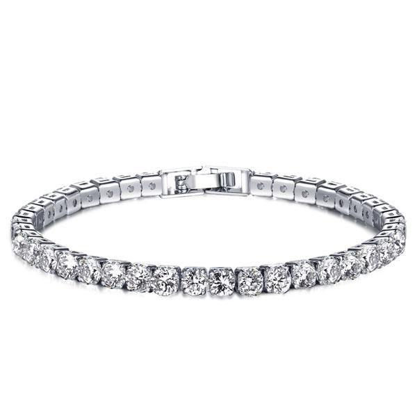Round Created White Sapphire Tennis Bracelet - Silver Plated, 5.75 CT. TW.