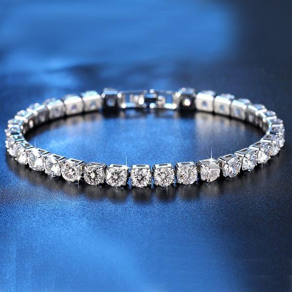 Round Created White Sapphire Tennis Bracelet - Silver Plated, 5.75 CT. TW.
