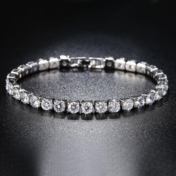 Round Created White Sapphire Tennis Bracelet - Silver Plated, 5.75 CT. TW.