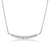 White Sapphire Pendant Necklace - Round & Baguette Cut Sterling Silver