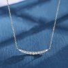White Sapphire Pendant Necklace - Round & Baguette Cut Sterling Silver