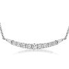 White Sapphire Pendant Necklace - Round & Baguette Cut Sterling Silver