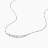 White Sapphire Pendant Necklace - Round & Baguette Cut Sterling Silver