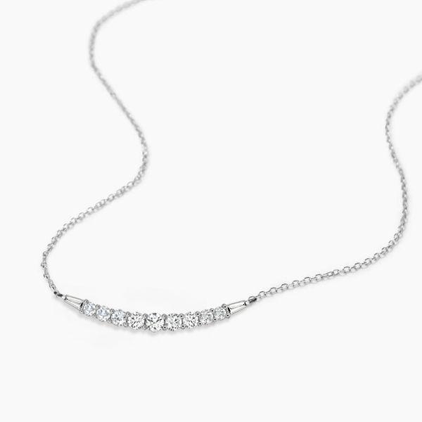 White Sapphire Pendant Necklace - Round & Baguette Cut Sterling Silver