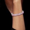 Emerald Cut White & Pink Stone Tennis Bracelet in Sterling Silver - Wedding Jewelry