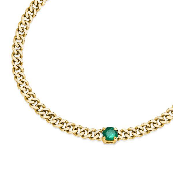 Golden Emerald Sapphire Solitaire Link Bracelet - 18K Gold Plated Sterling Silver