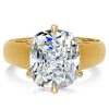Golden Cushion Cut Engagement Ring with Hidden Halo - 18K Gold Plated Sterling Silver