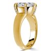 Golden Cushion Cut Engagement Ring with Hidden Halo - 18K Gold Plated Sterling Silver