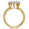 Golden Cushion Cut Engagement Ring with Hidden Halo - 18K Gold Plated Sterling Silver