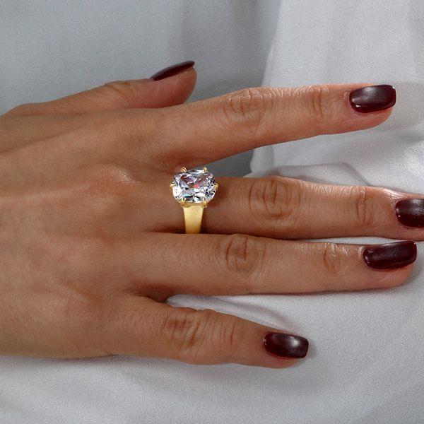 Golden Cushion Cut Engagement Ring with Hidden Halo - 18K Gold Plated Sterling Silver