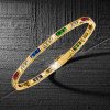 Multi-Gemstone Tennis Bracelet - Blue Sapphire, Emerald, Ruby - 18K Gold Plated Sterling Silver