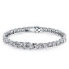 Halo Oval Created White Sapphire Tennis Bracelet - 925 Sterling Silver, 7 Inch