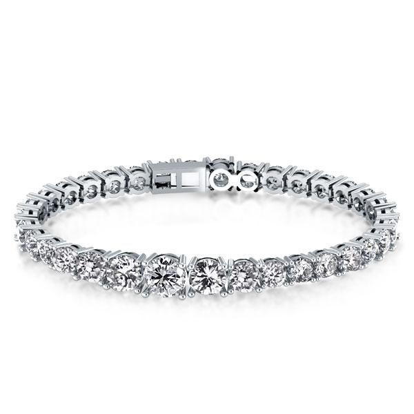 Halo Oval Created White Sapphire Tennis Bracelet - 925 Sterling Silver, 7 Inch