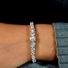 Halo Oval Created White Sapphire Tennis Bracelet - 925 Sterling Silver, 7 Inch