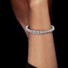 Halo Oval Created White Sapphire Tennis Bracelet - 925 Sterling Silver, 7 Inch