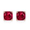 Cushion Cut Ruby & Sapphire Stud Earrings - Sterling Silver