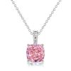 Cushion Cut Pink Pendant Necklace - 925 Sterling Silver