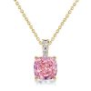 Cushion Cut Pink Pendant Necklace - 925 Sterling Silver