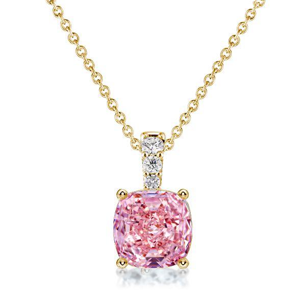 Cushion Cut Pink Pendant Necklace - 925 Sterling Silver