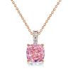 Cushion Cut Pink Pendant Necklace - 925 Sterling Silver