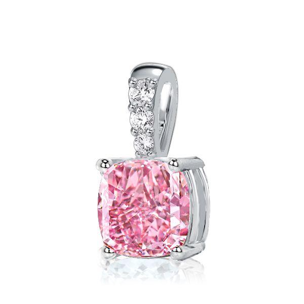 Cushion Cut Pink Pendant Necklace - 925 Sterling Silver