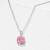 Cushion Cut Pink Pendant Necklace - 925 Sterling Silver