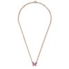 Rose Gold Butterfly Necklace - Pear & Round Cut Simulated Diamonds
