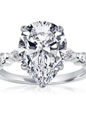 Pear Cut Sterling Silver Engagement Ring - 3.5 CT Center Stone