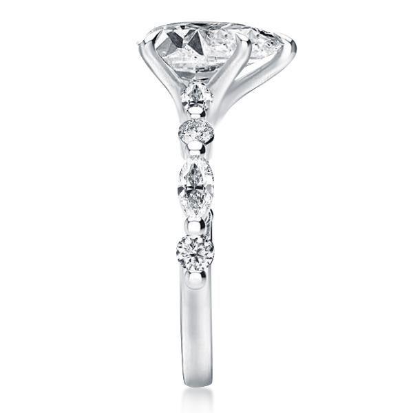 Pear Cut Sterling Silver Engagement Ring - 3.5 CT Center Stone