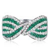 Unique Bowknot Ring - 925 Sterling Silver with Simulated Diamonds