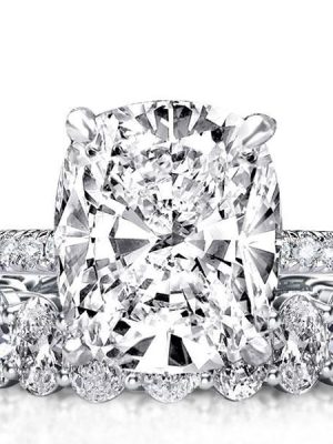 Classic Cushion Cut White Sapphire Bridal Set in Sterling Silver