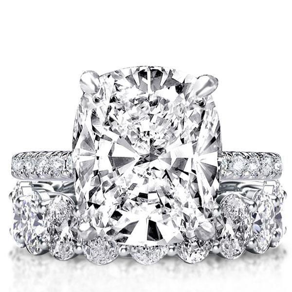 Classic Cushion Cut White Sapphire Bridal Set in Sterling Silver