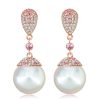 Rose Gold Pink Sapphire & Pearl Drop Earrings for Women - Sterling Silver