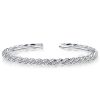 Sterling Silver White Sapphire Pave Cuff Bracelet with Round Cut Stones