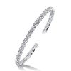Sterling Silver White Sapphire Pave Cuff Bracelet with Round Cut Stones