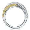 Bypass Ring: Yellow Topaz & Pink Stone Micro Pave in Sterling Silver