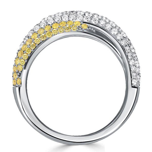 Bypass Ring: Yellow Topaz & Pink Stone Micro Pave in Sterling Silver