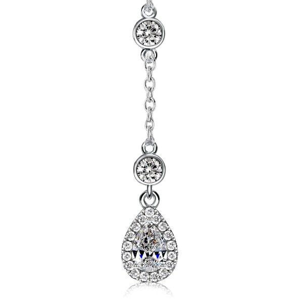 Sterling Silver Pear Shaped Halo Pendant Necklace for Women with 1.08 CT. TW Stones