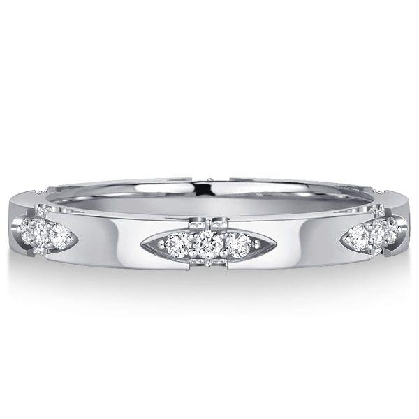White Sapphire Wedding Band - Sterling Silver Lacie Ring